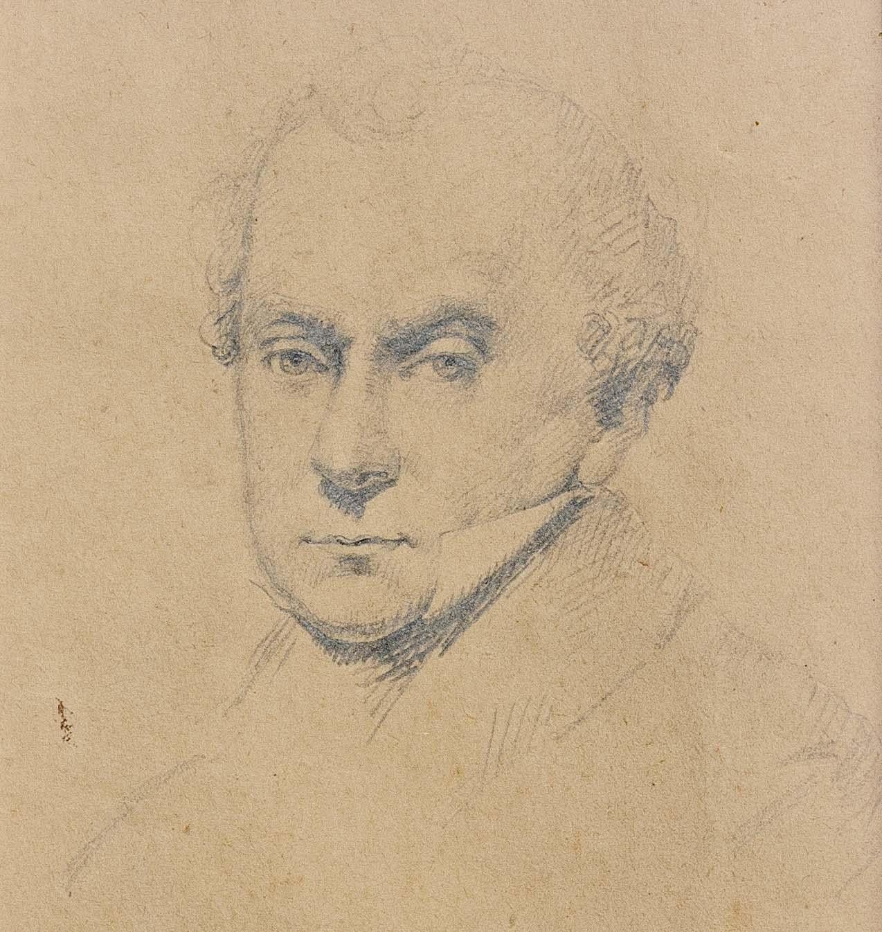 Early portrait of a gentlemen. Circa 1820 drawing. Framed. Notation on reverse 