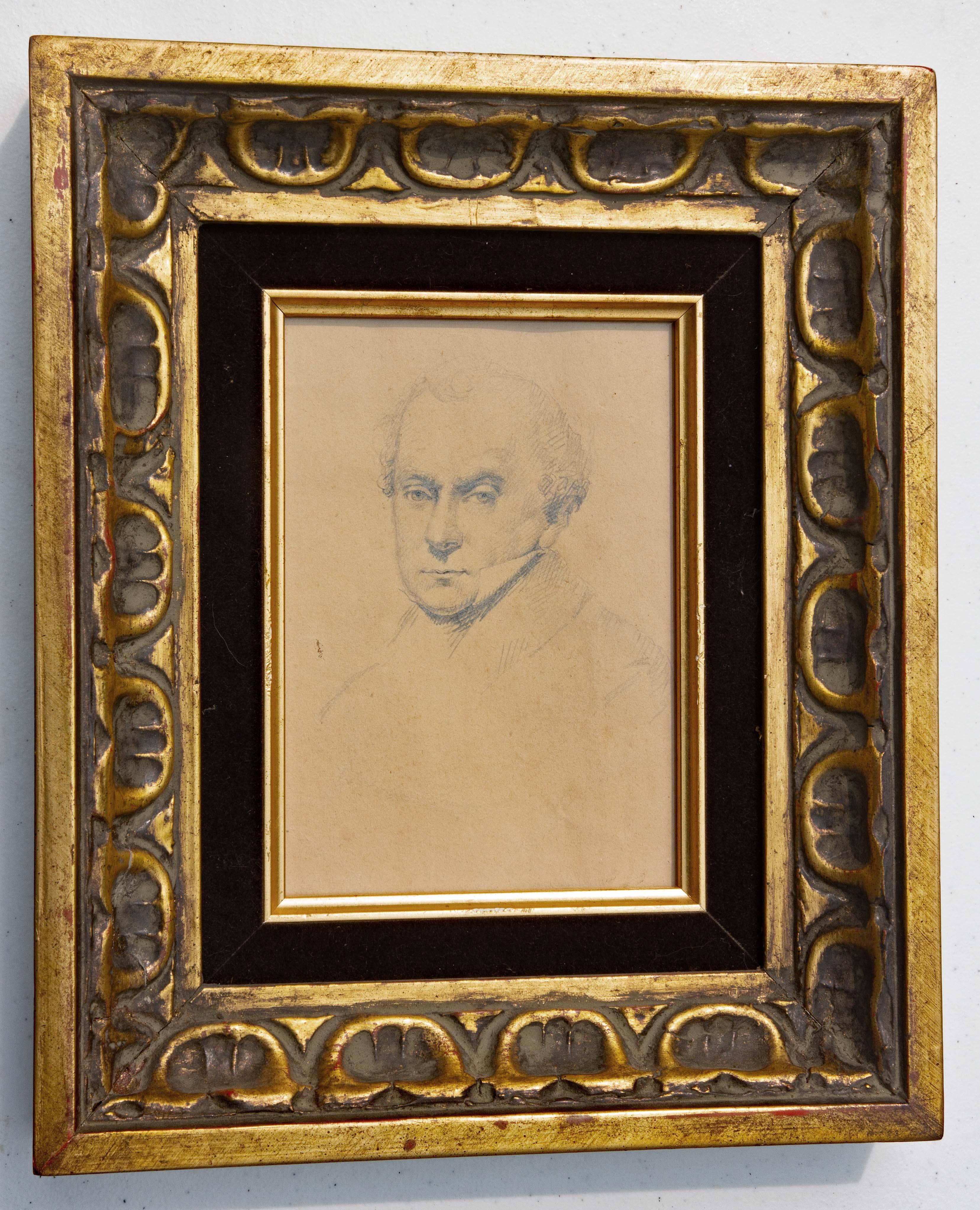 Early Framed 19th Century Portrait of a Man  - Art by Unknown