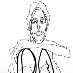 "Sydney no. 1", figure line drawing of nude female sitting
