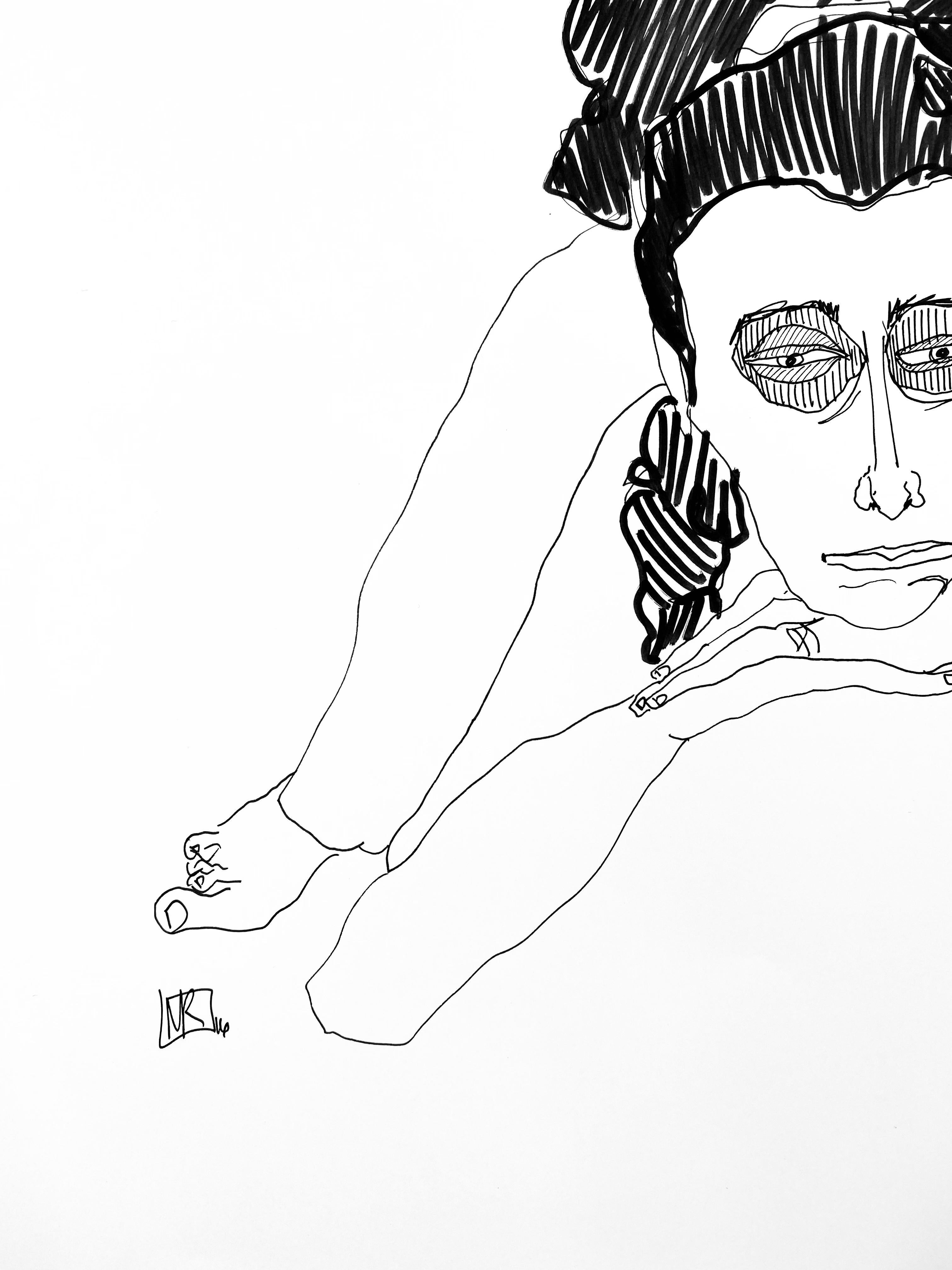 „Laurel no. 1“, Figurenzeichnung eines nackten weiblichen Faulenzens – Art von Mel Reese