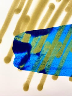 "Frozen Cattails", contemporary abstract landscape, acrylic & spray on paper