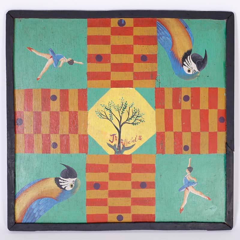 Hand Painted Haitian Game Board - Art by Unknown