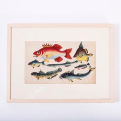 Chinese Pith Painting of Fish