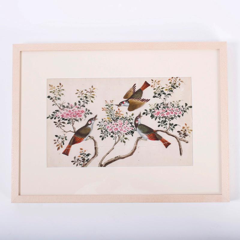 Unknown Animal Art - Antique Pith Painting of Birds
