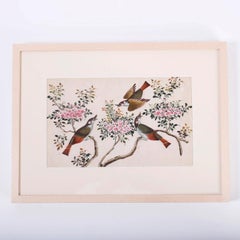 Antique Pith Painting of Birds