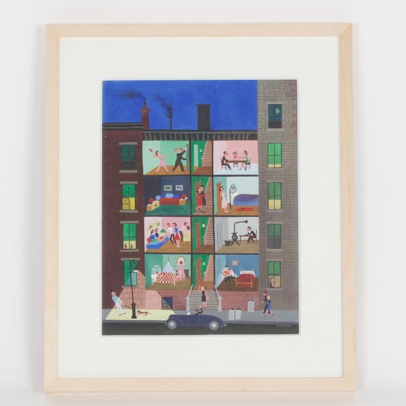 Gouache-Gemälde auf Papier aus der Mitte des Jahrhunderts, gemalt für das New Yorker Magazine