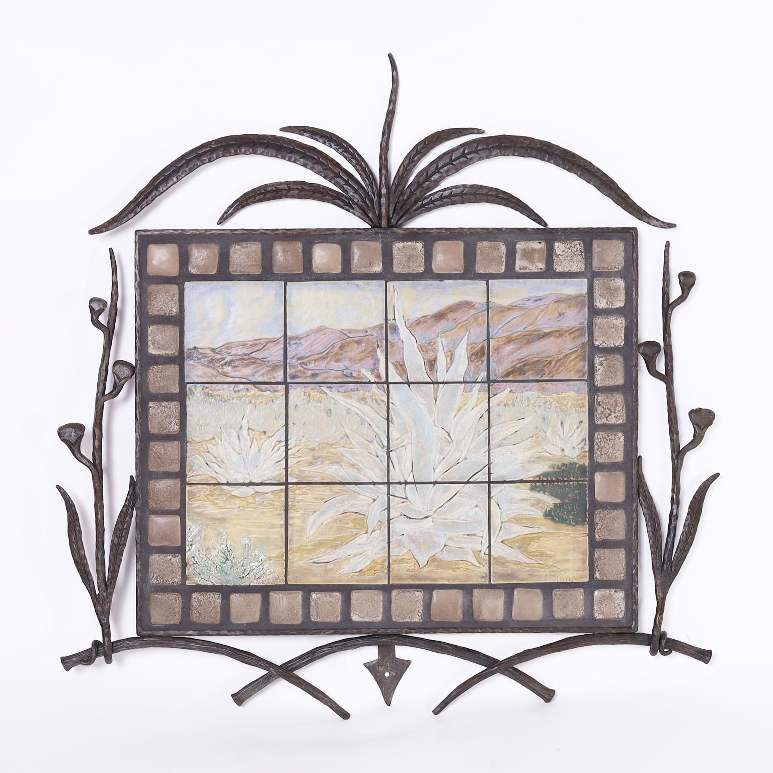 Tile Plaque with Iron Frame - Art by Unknown