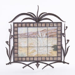 Used Tile Plaque with Iron Frame