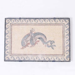 Used Micro Mosaic Plaque of Eros Riding Two Dolphins