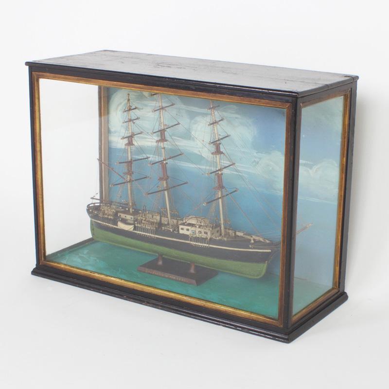 Vintage Handmade Boat Model Diorama - Art by Unknown