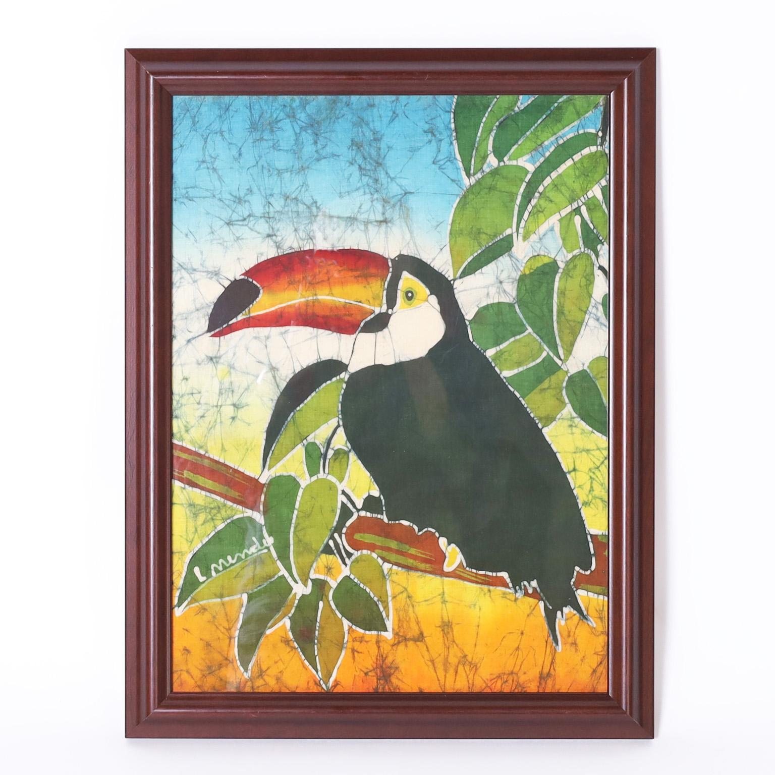 Œuvre d'art de Batik d'un toucan - Art de Unknown