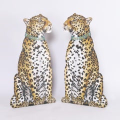 Pair of Leopard Wooden Silhouettes by Katherine Barnell