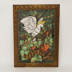 Wall Hanging Jungle Mosaic Tile Panel with Cockatoo or Bird