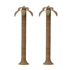 Pair of Wicker Wall Mount Palm Tree Sculptures from the Flores Collection
