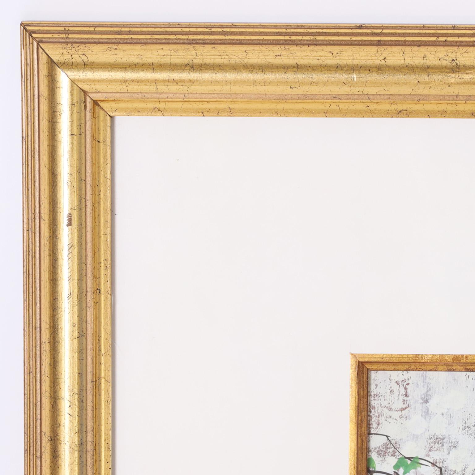 Deux peintures chinoises représentant une femme et des chats dans un cadre commun en vente 2