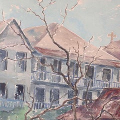 Tropical Watercolor on Paper of a Jamaican Scene