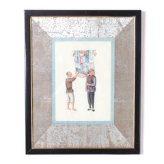 Set of Five Antique Chinese Watercolors on Silk