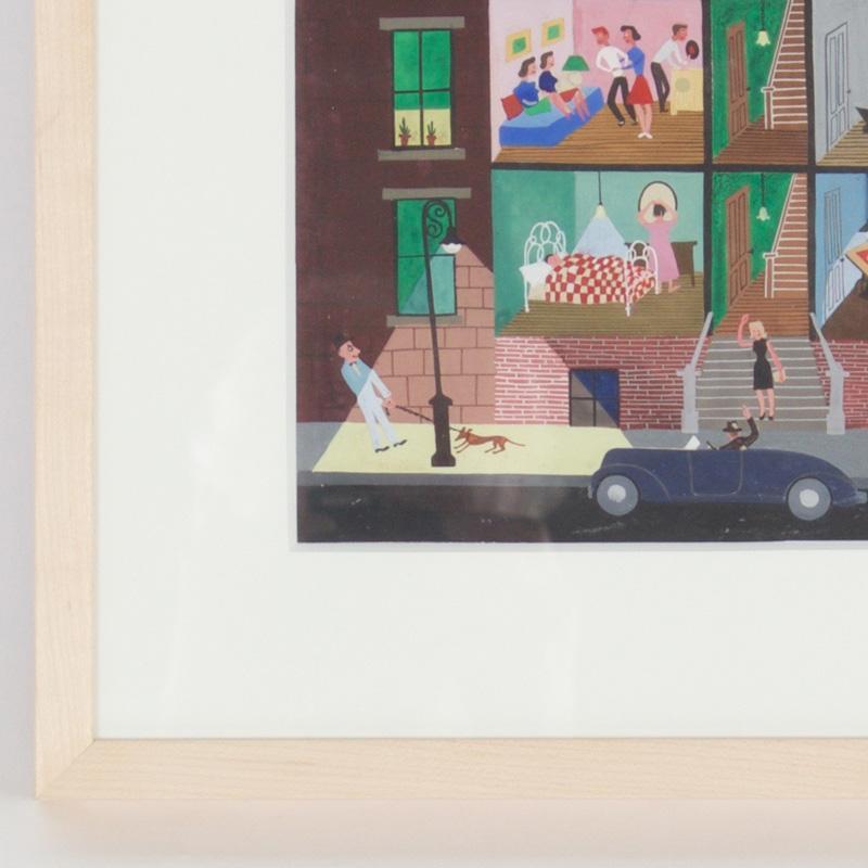 Mid-Century Gouache Painting on Paper Painted for the New Yorker Magazine For Sale 1
