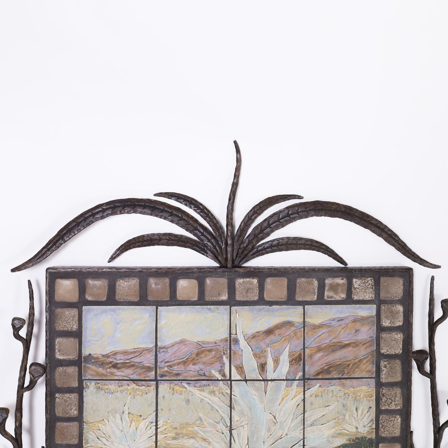 Tile Plaque with Iron Frame For Sale 1