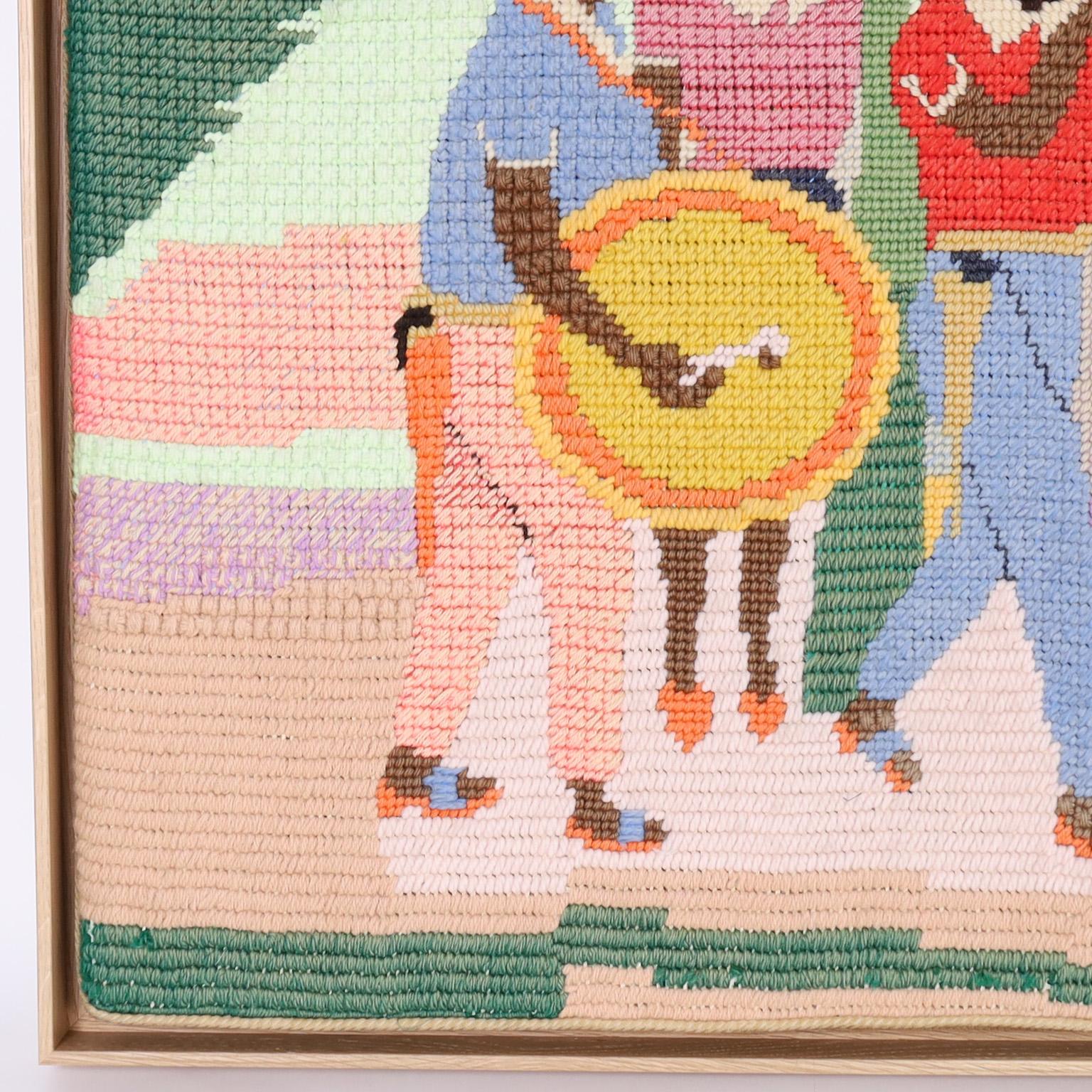 Needlepoint Wall Hanging with a Musical Theme For Sale 2