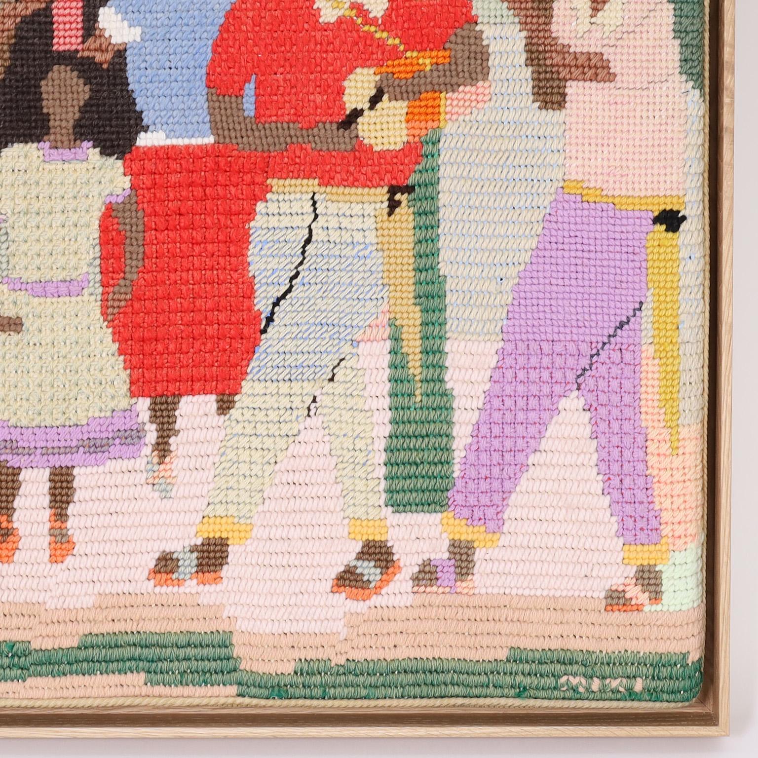Needlepoint Wall Hanging with a Musical Theme For Sale 1
