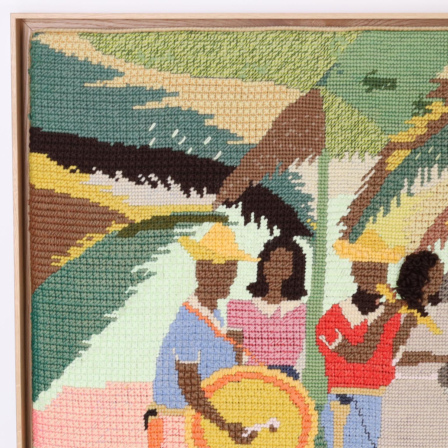 Needlepoint Wall Hanging with a Musical Theme - Folk Art Art by Unknown