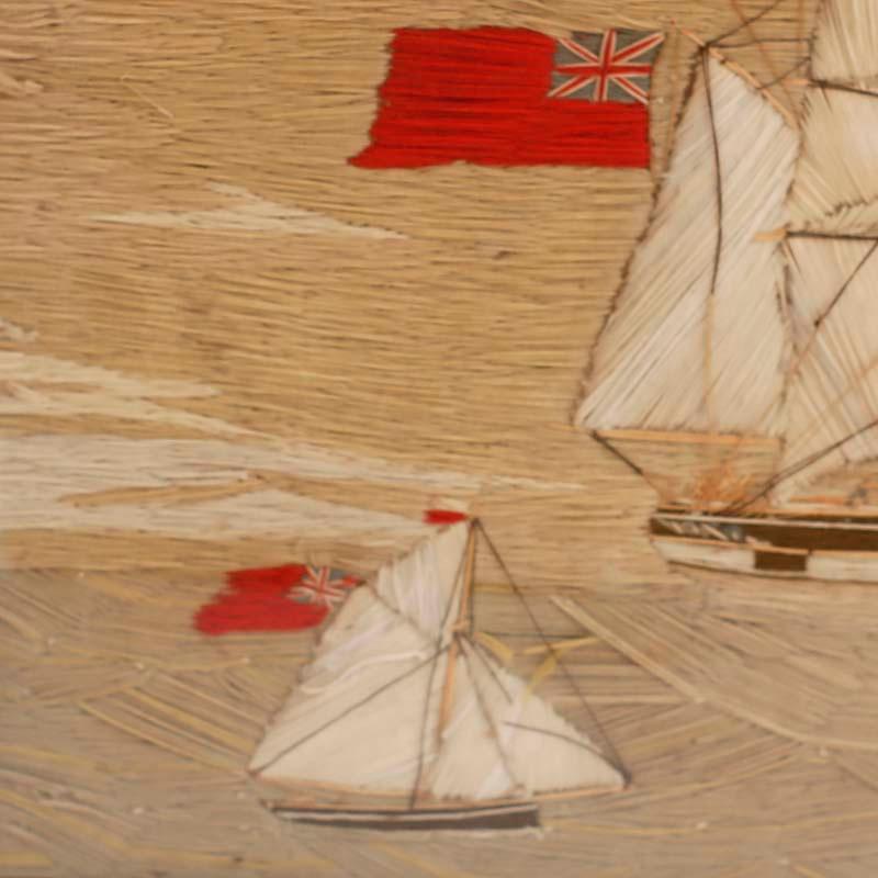 Wool Work 'Woolie' Needlepoint Embroidery of the British Ship Amelia - Victorian Art by Unknown