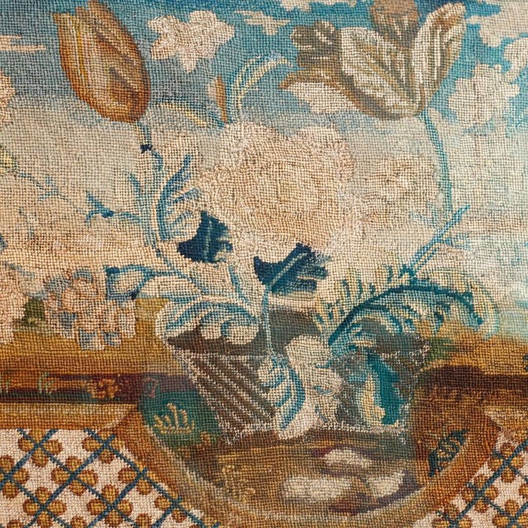 Unknown Pair of Framed Antique Handmade Tapestries For Sale at 1stDibs