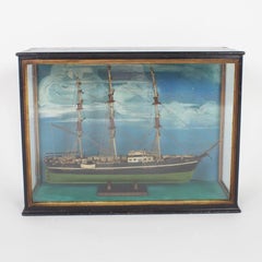 Vintage Handmade Boat Model Diorama