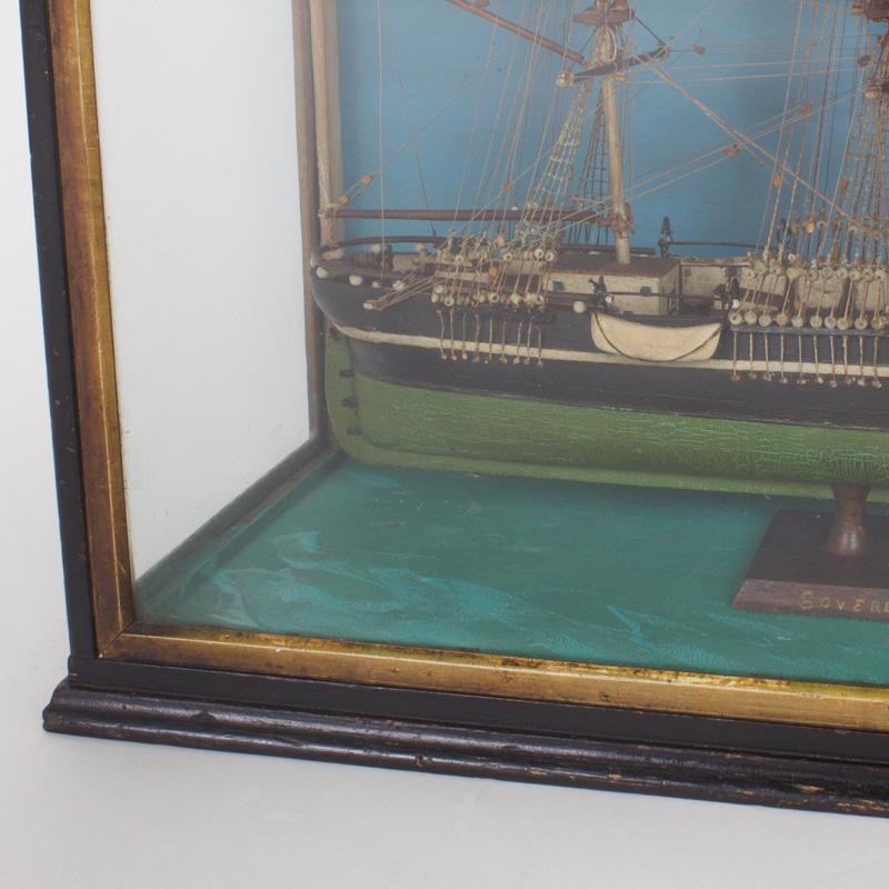 Vintage Handmade Boat Model Diorama For Sale 1