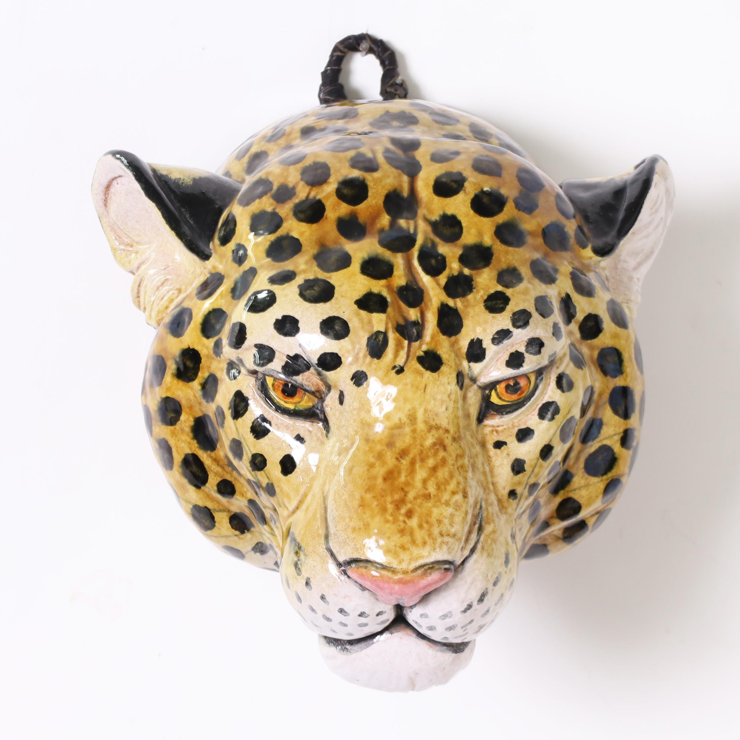 Sculpture murale italienne vintage à tête de léopard en vente 1
