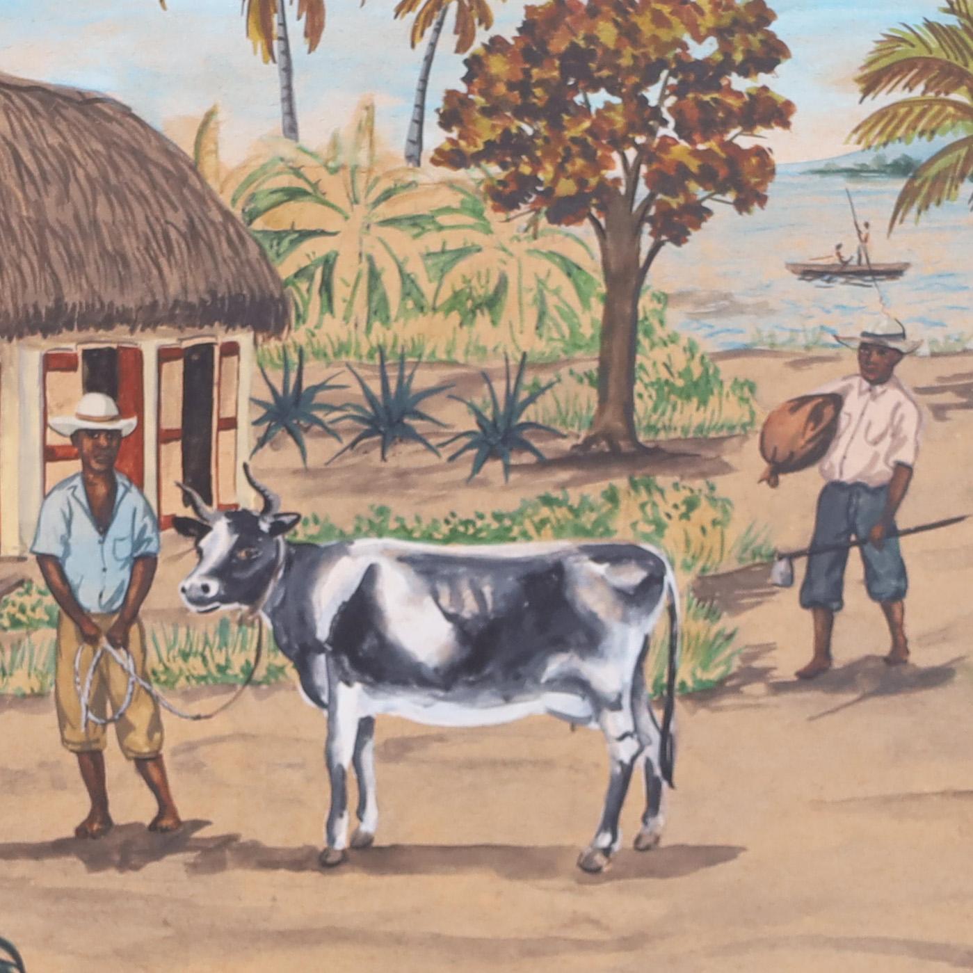 Two Vintage Haitian Watercolors on Paper by D. Duclair For Sale 1