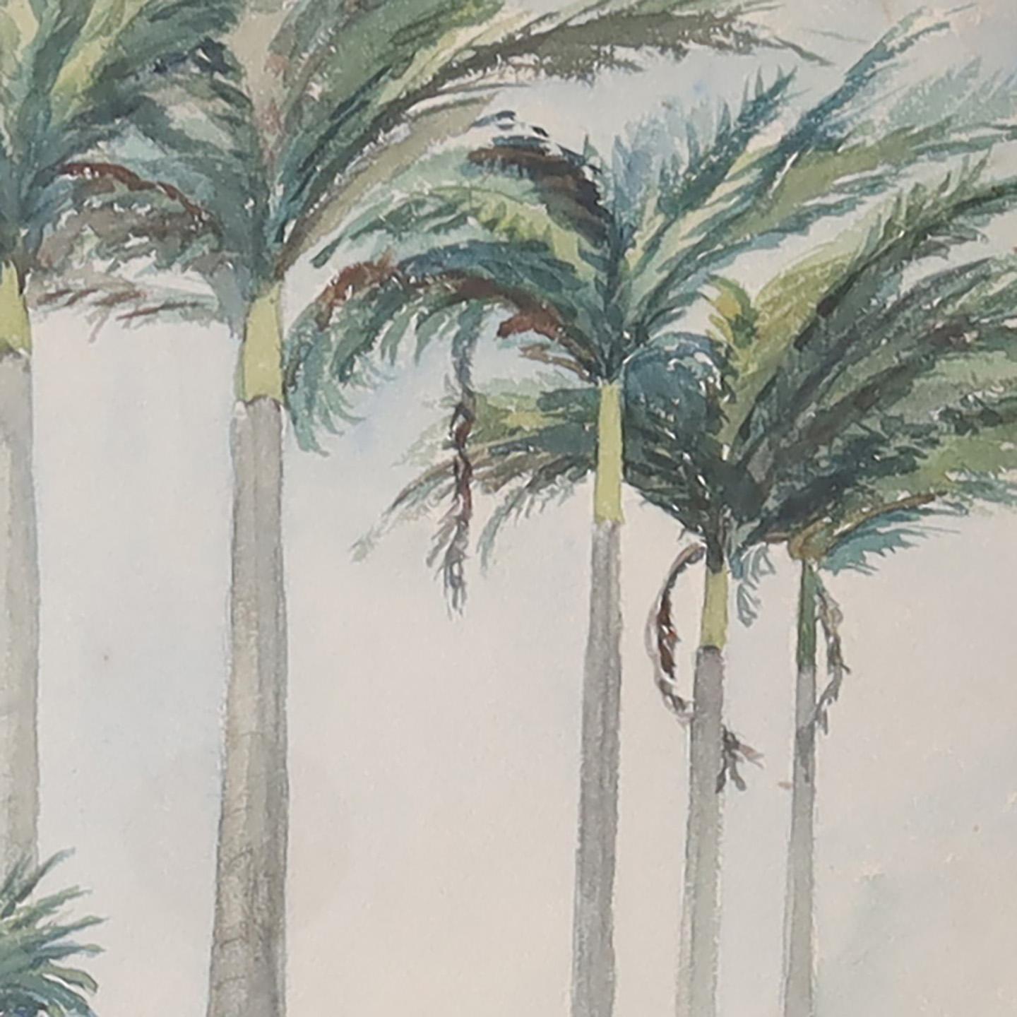 Seltenes Paar Aquarelle auf Papier aus dem 19. Jahrhundert mit tropischen Motiven, beide signiert  MWW 87 und in Holzrahmen unter Glas präsentiert.
