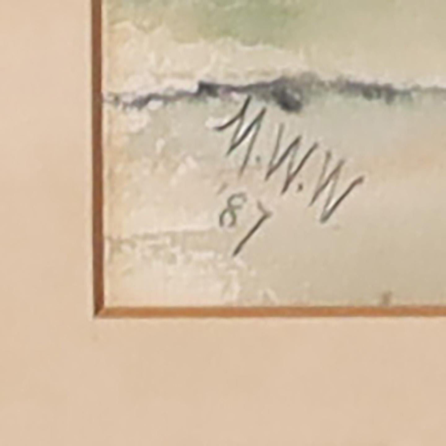 Paar antike tropische Aquarellgemälde mit Aquarellfarben im Angebot 6