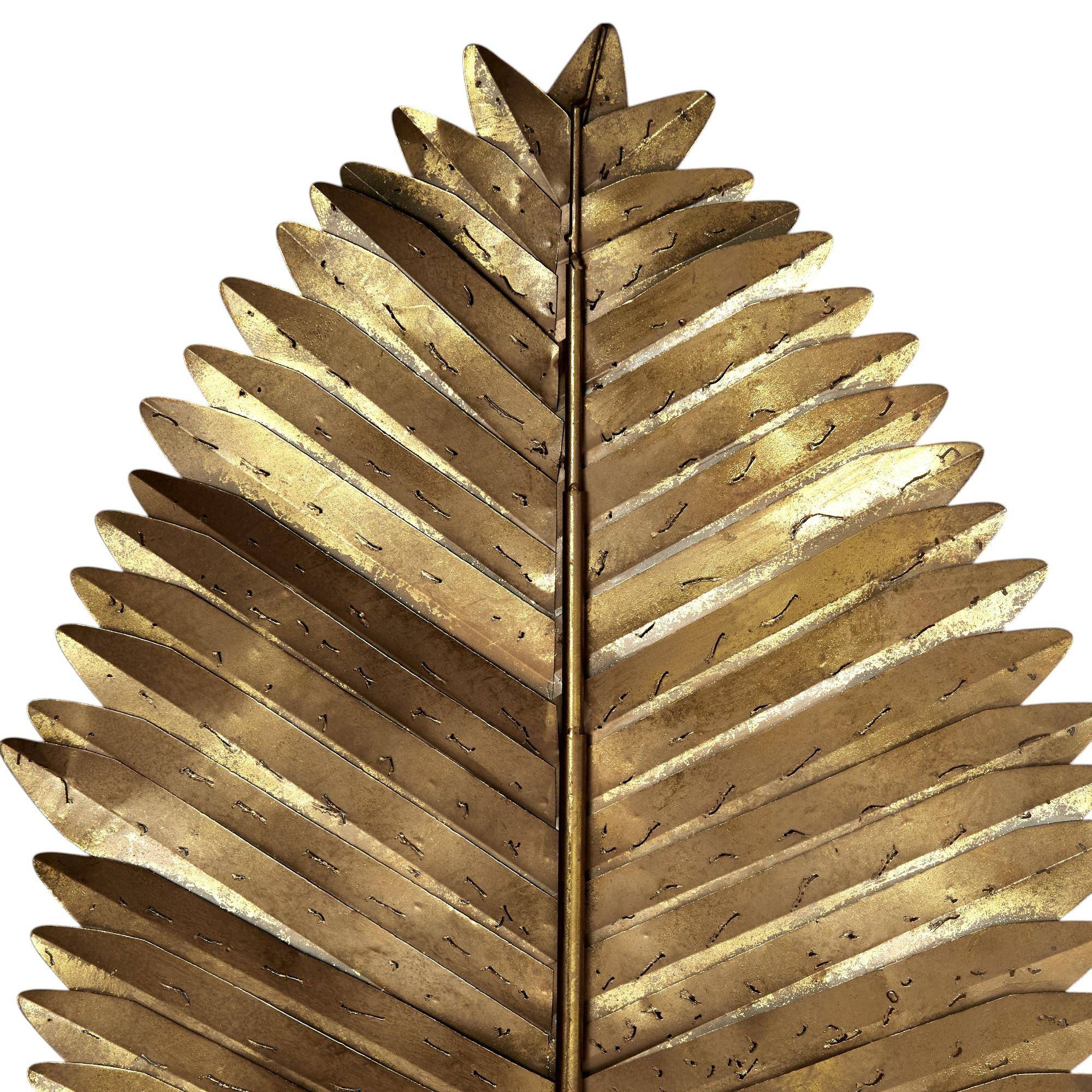 Grupo de tres esculturas vintage de metal en forma de hoja de palmera en venta 3