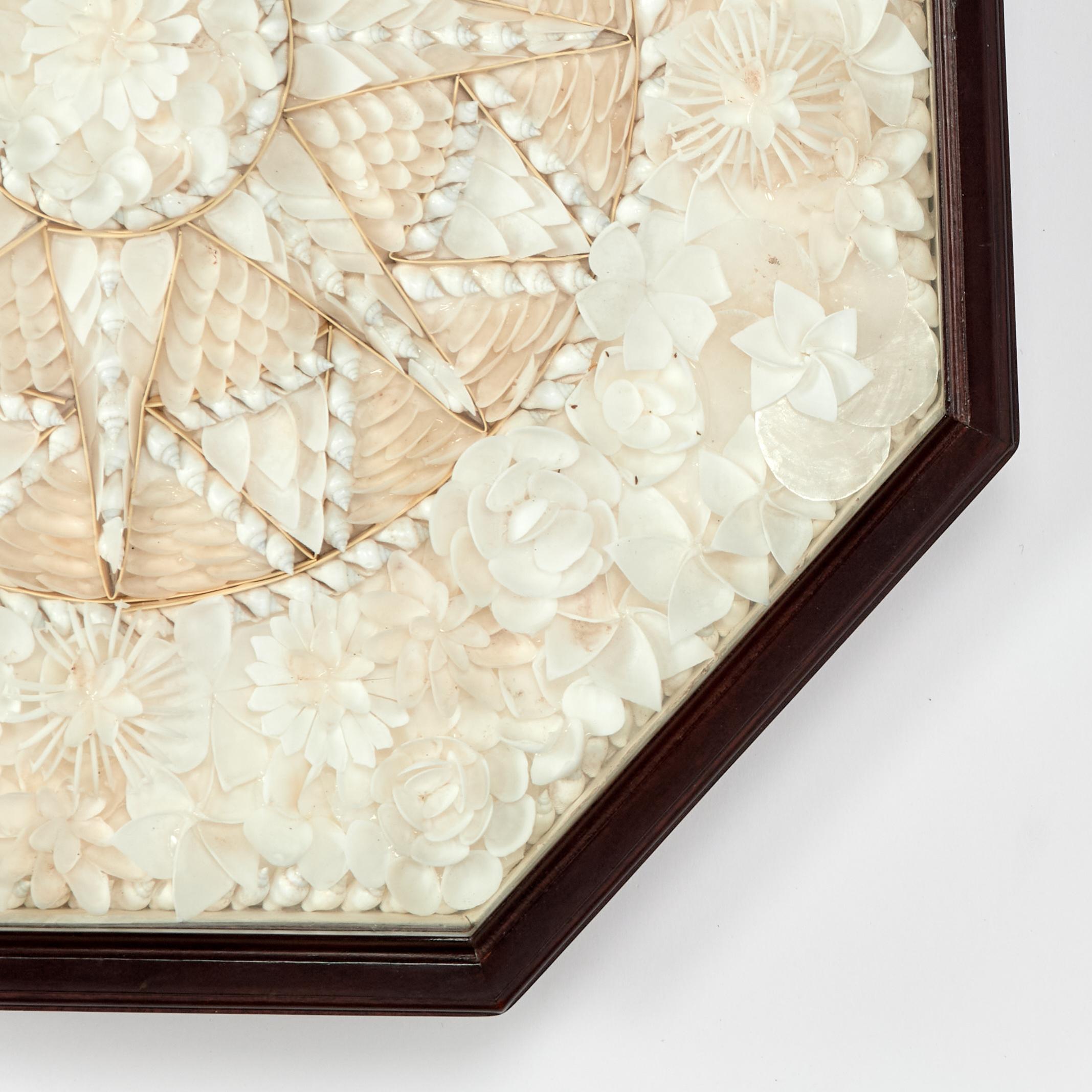 Vintage White Seashell Sailors Valentine For Sale 4