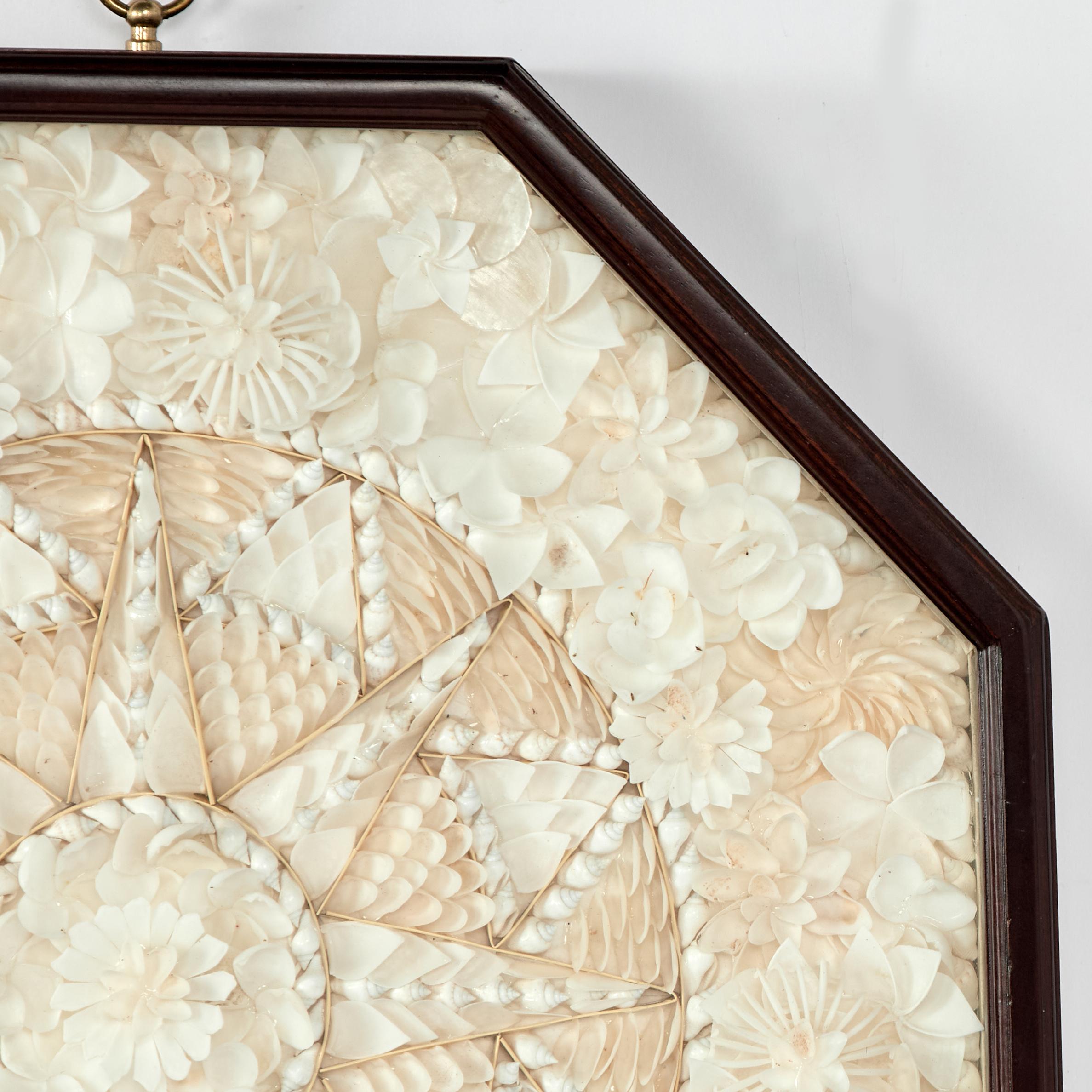 Vintage White Seashell Sailors Valentine For Sale 1