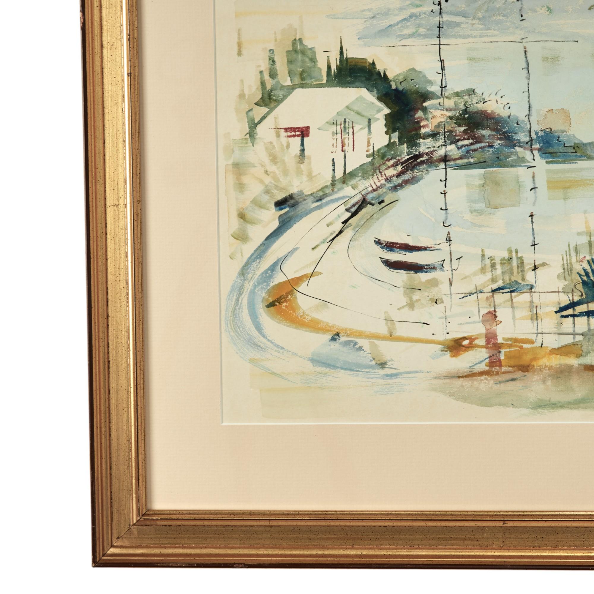 Paar Bermuda Bay Scape Aquarelle von Alfred Birdsey im Angebot 5