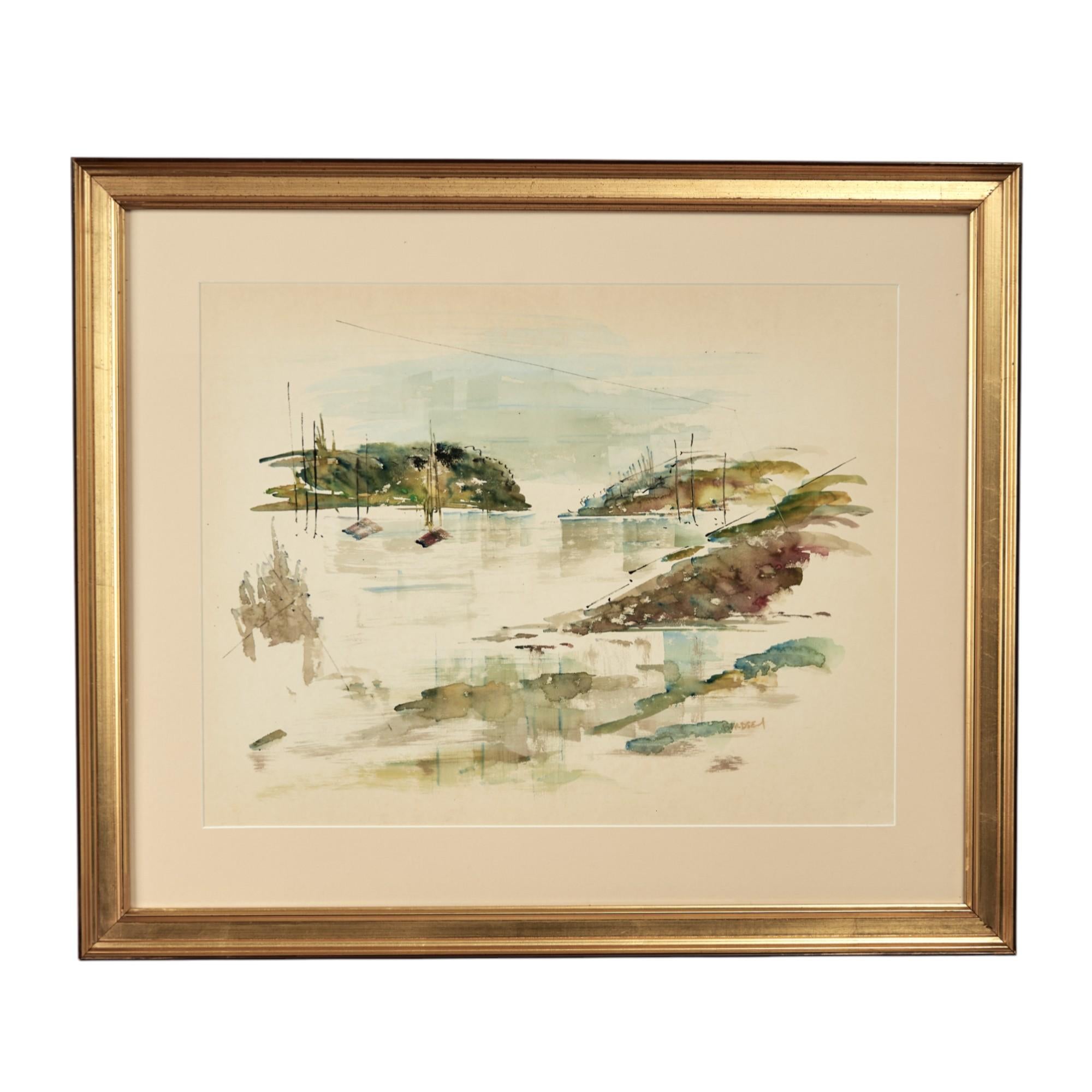 Paar Bermuda Bay Scape Aquarelle von Alfred Birdsey im Angebot 9