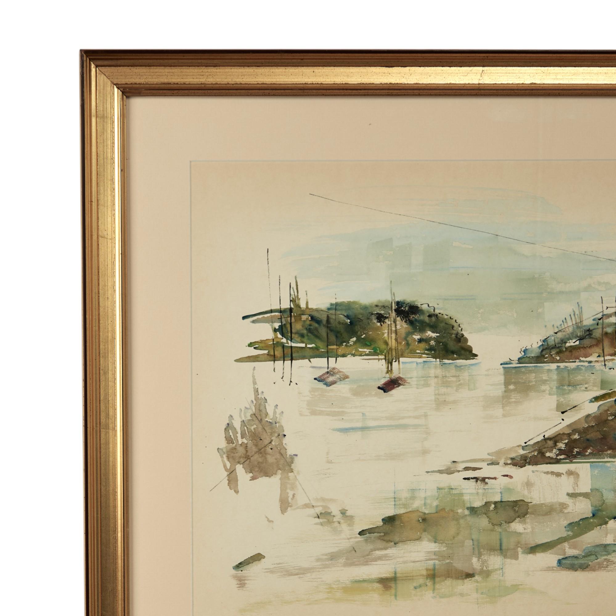 Paar Bermuda Bay Scape Aquarelle von Alfred Birdsey im Angebot 10