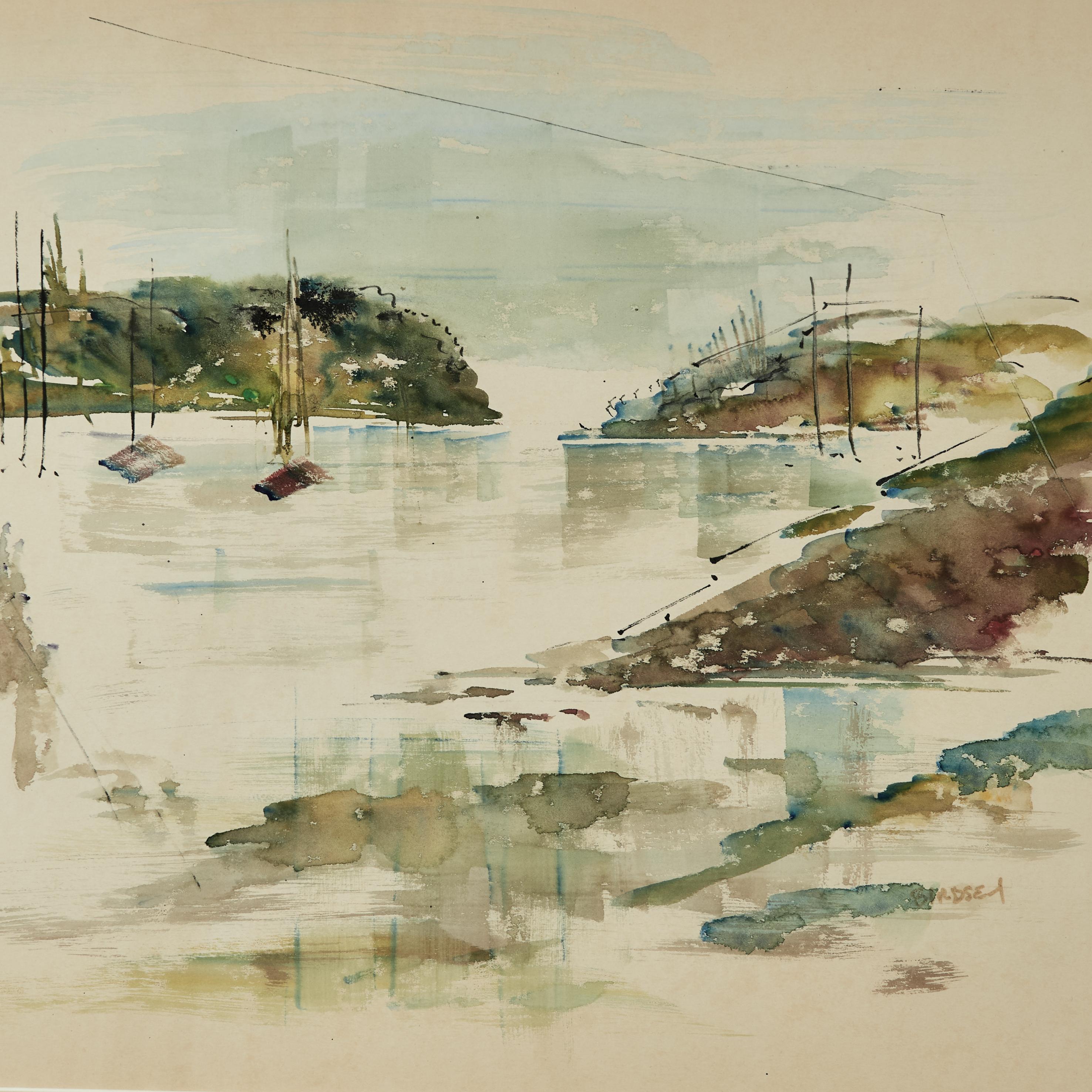 Paar Bermuda Bay Scape Aquarelle von Alfred Birdsey im Angebot 11