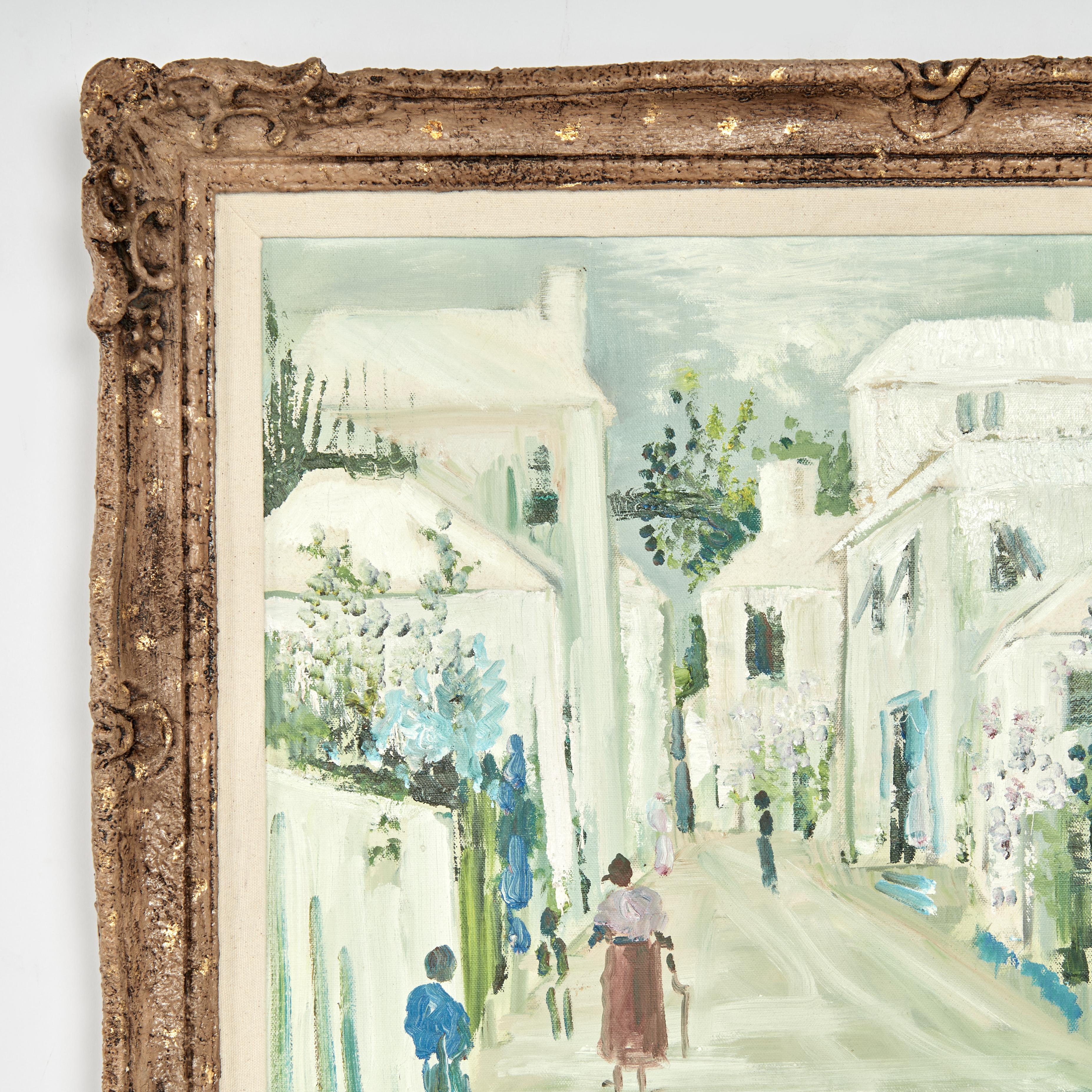Pintura de época de una escena callejera de las Bermudas por Alfred Birdsey en venta 1