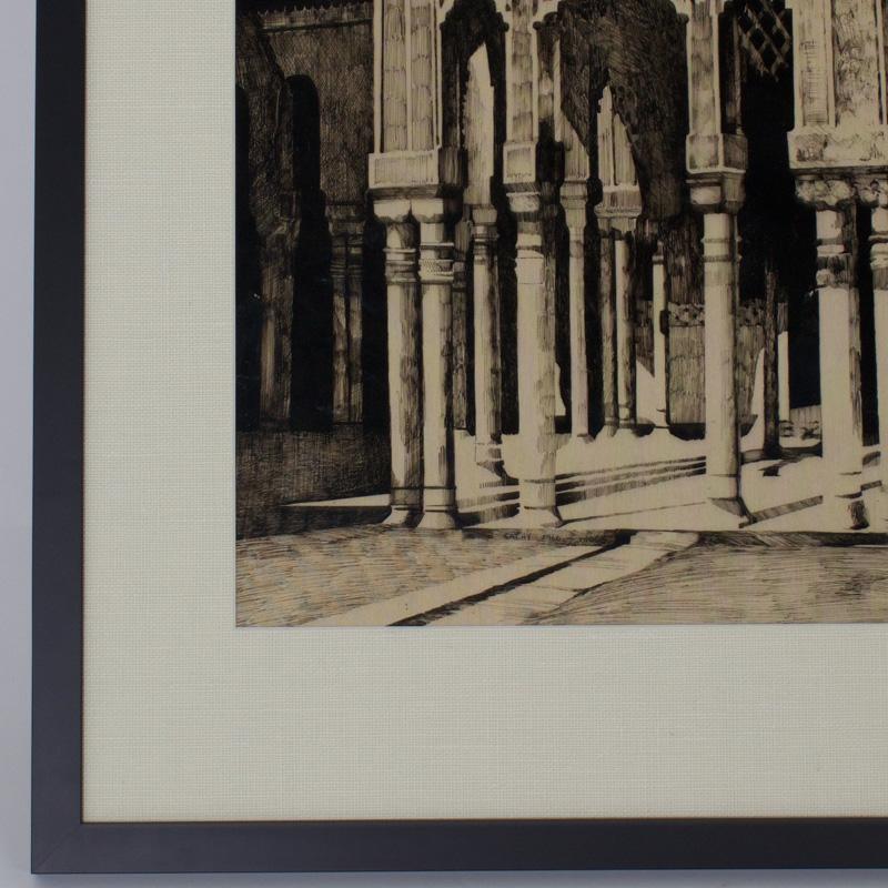 Reverse Drawing of Moorish Architecture by Cathy Wiggs For Sale 4