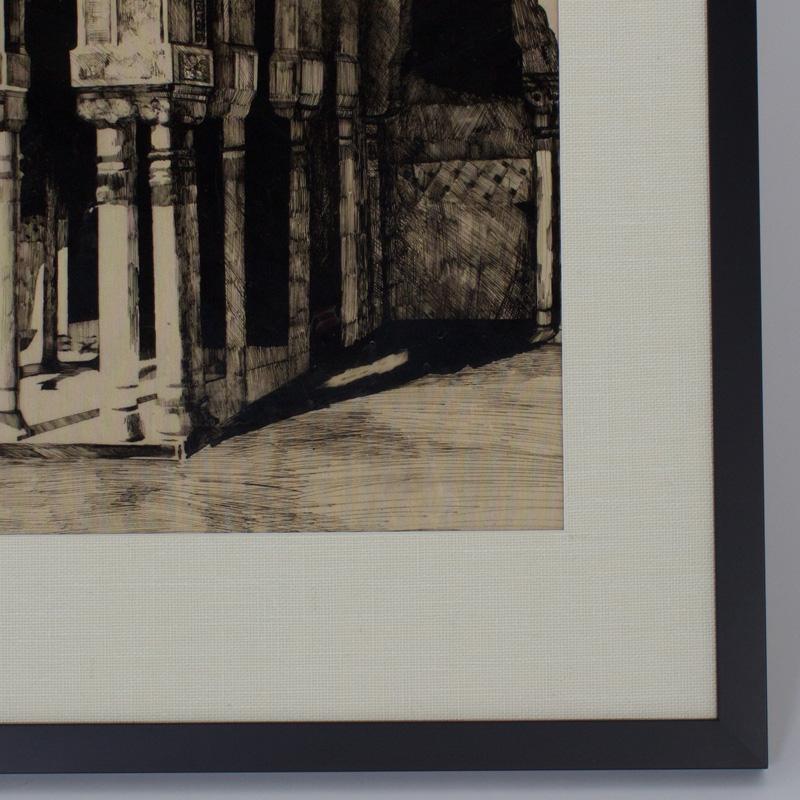 Reverse Drawing of Moorish Architecture by Cathy Wiggs For Sale 5