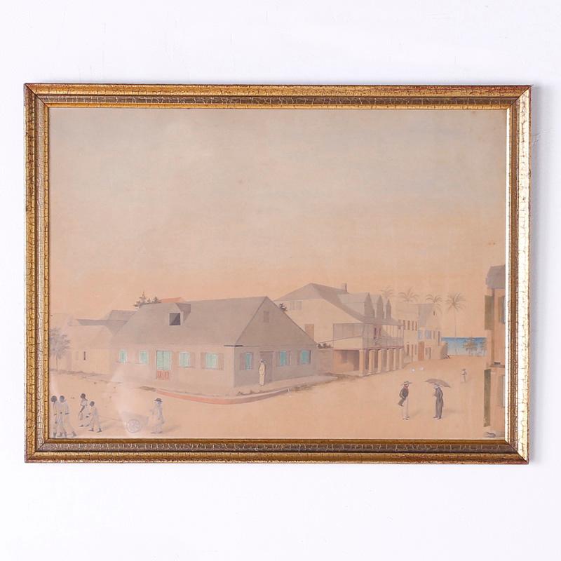 Rare Folky Watercolor Drawings on Paper by L.J. Harboe, Priced Individually - Beige Still-Life by Unknown