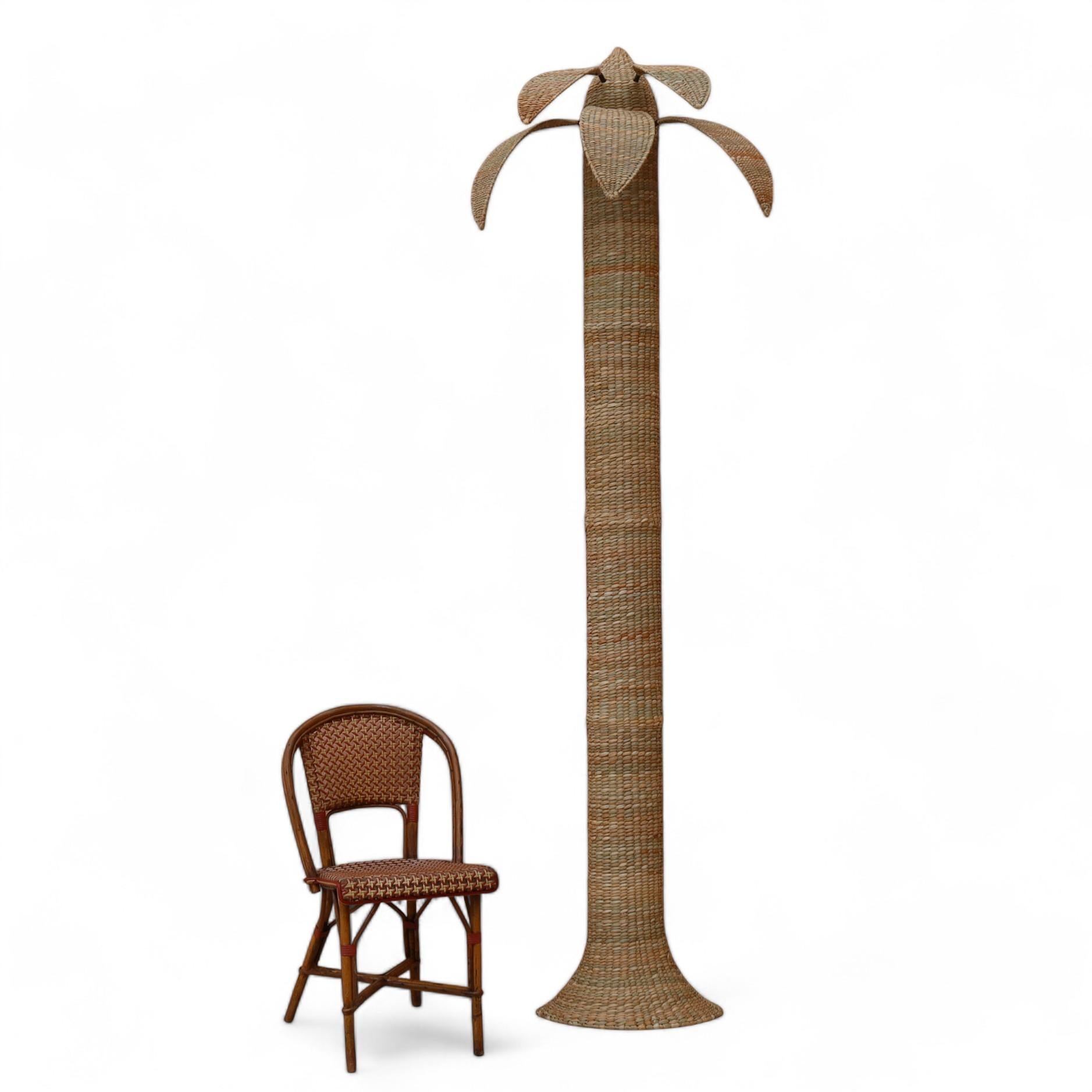 Pair of Wicker Wall Mount Palm Tree Sculptures from the Flores Collection For Sale 5