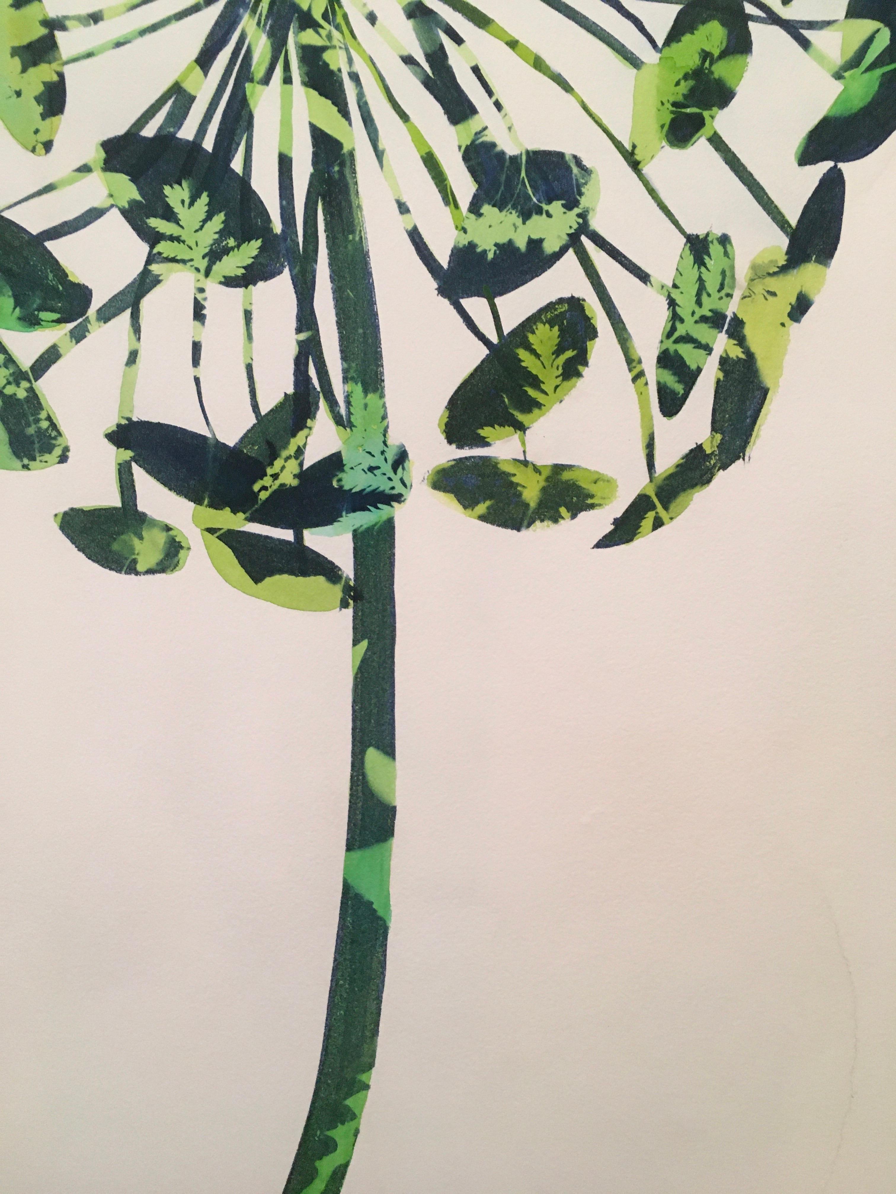 Allium Pop,  Zyanotyp, Blumen, geblümt, blau, grün, botanisch, Arbeit auf Papier (Zeitgenössisch), Painting, von Cynthia MacCollum