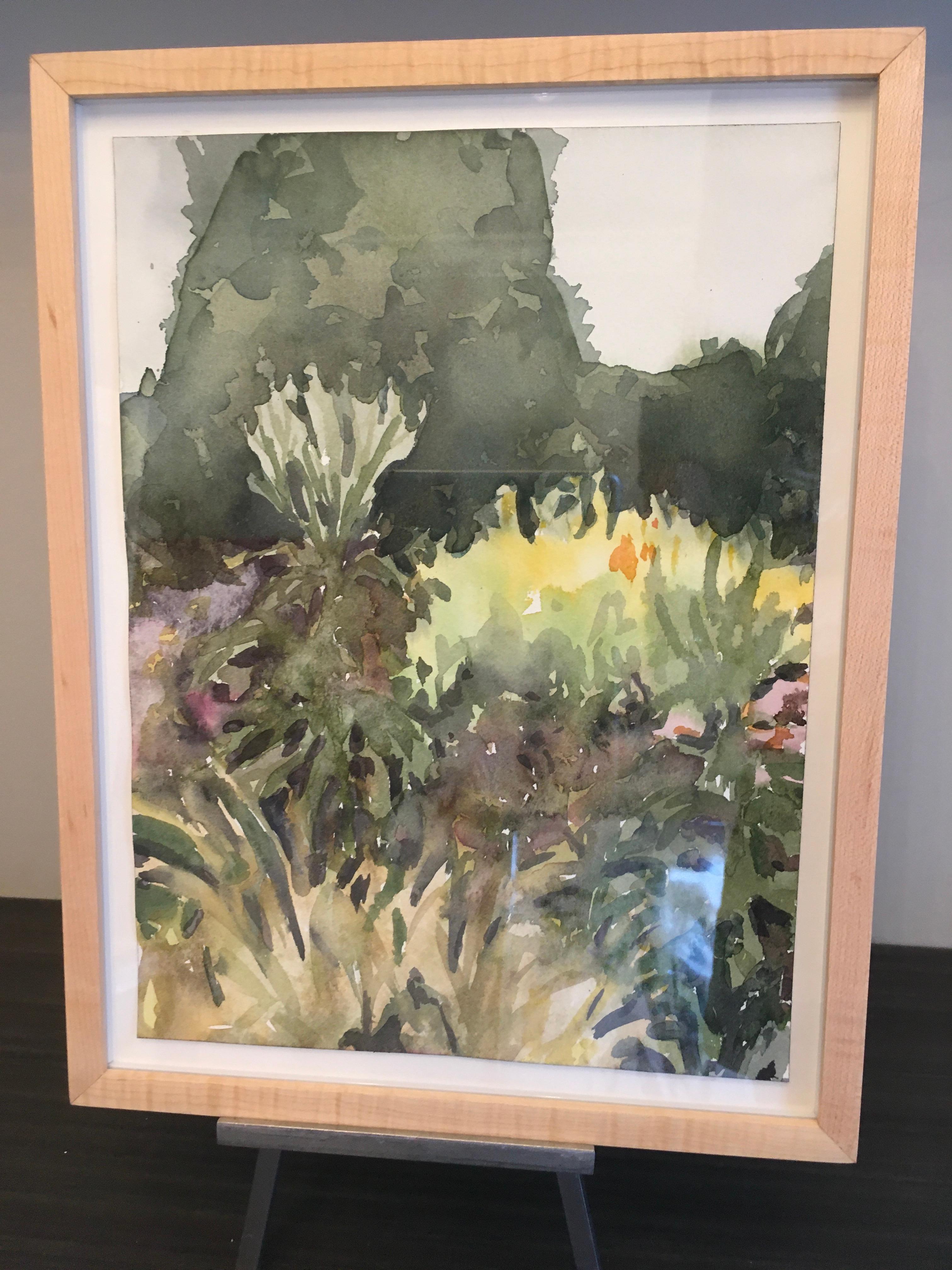 Cynthia MacCollum Landscape Art – Erntemond 12:32 Uhr, Botanical,  Blumen Blumen, Aquarell, Arbeiten auf Papier, Blumen