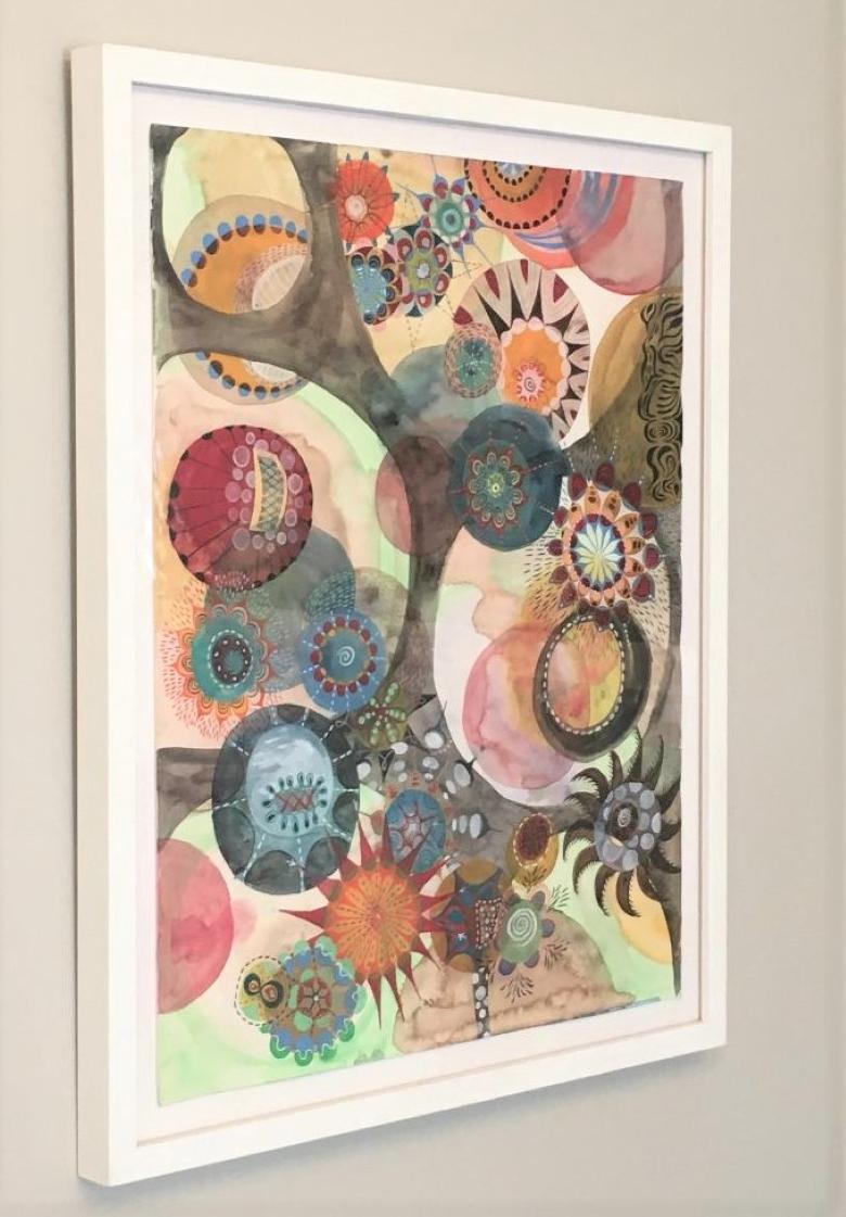 Watercolor 9,  Work on Paper, Colorful, Organic Shapes, Natural, Moving, Cosmos - Contemporary Art by Melinda Hackett