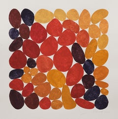 Crimson and Carmine, Work on Paper, Gouache, Orange, Brown, Earth tones, Rocks